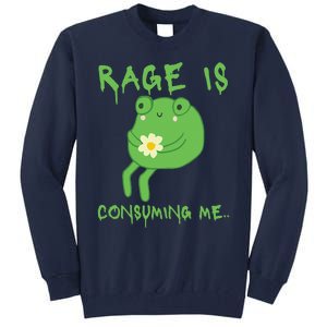 Rage Is Consuming Me Meme Frog Meme Forg Funny Memes Genz Tall Sweatshirt