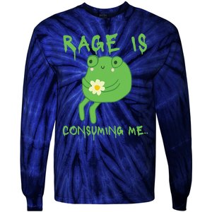 Rage Is Consuming Me Meme Frog Meme Forg Funny Memes Genz Tie-Dye Long Sleeve Shirt