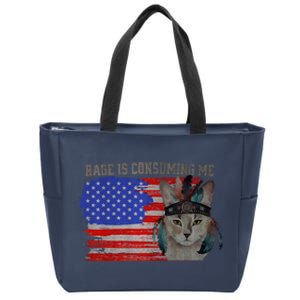 Rage Is Consuming Me Cat Zip Tote Bag