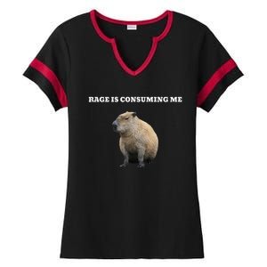 Rage Is Consuming Me Capybara Meme Ladies Halftime Notch Neck Tee