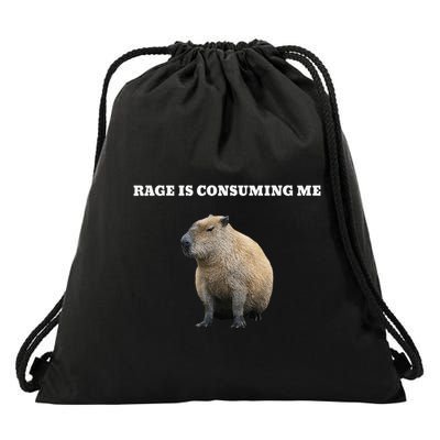 Rage Is Consuming Me Capybara Meme Drawstring Bag