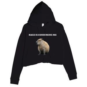 Rage Is Consuming Me Capybara Meme Crop Fleece Hoodie