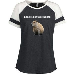 Rage Is Consuming Me Capybara Meme Enza Ladies Jersey Colorblock Tee