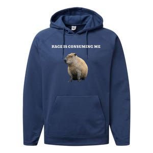 Rage Is Consuming Me Capybara Meme Performance Fleece Hoodie