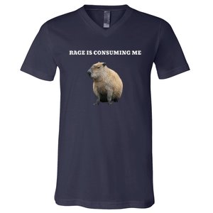 Rage Is Consuming Me Capybara Meme V-Neck T-Shirt