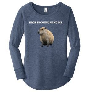 Rage Is Consuming Me Capybara Meme Women's Perfect Tri Tunic Long Sleeve Shirt