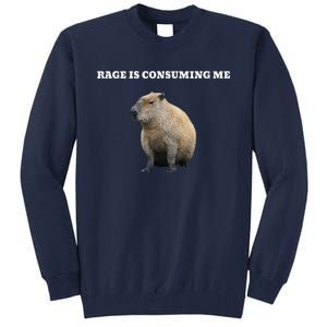 Rage Is Consuming Me Capybara Meme Tall Sweatshirt