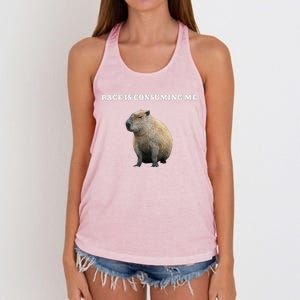 Rage Is Consuming Me Capybara Meme Women's Knotted Racerback Tank