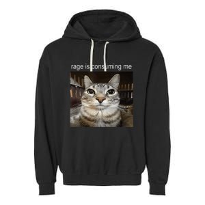 Rage Is Consuming Me Silly Staring Cat Meme Garment-Dyed Fleece Hoodie