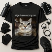 Rage Is Consuming Me Silly Staring Cat Meme Cooling Performance Crew T-Shirt