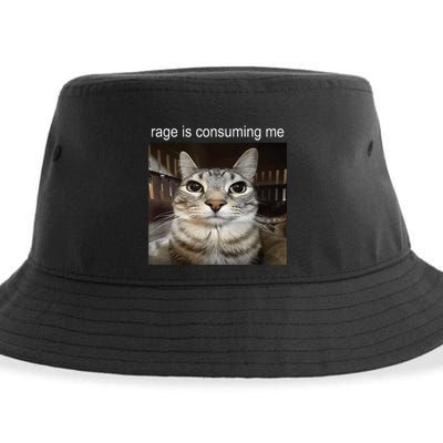 Rage Is Consuming Me Silly Staring Cat Meme Sustainable Bucket Hat