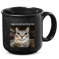 Rage Is Consuming Me Silly Staring Cat Meme 15oz Campfire Ceramic Mug