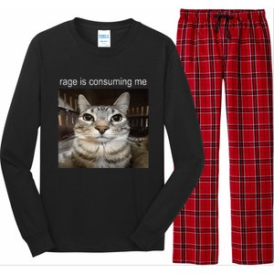 Rage Is Consuming Me Silly Staring Cat Meme Long Sleeve Pajama Set