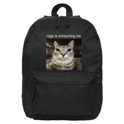 Rage Is Consuming Me Silly Staring Cat Meme 16 in Basic Backpack