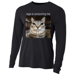 Rage Is Consuming Me Silly Staring Cat Meme Cooling Performance Long Sleeve Crew