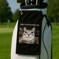 Rage Is Consuming Me Silly Staring Cat Meme Golf Towel