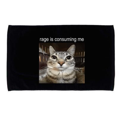 Rage Is Consuming Me Silly Staring Cat Meme Microfiber Hand Towel
