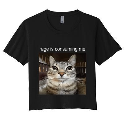 Rage Is Consuming Me Silly Staring Cat Meme Crop Top