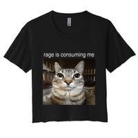 Rage Is Consuming Me Silly Staring Cat Meme Women's Crop Top Tee