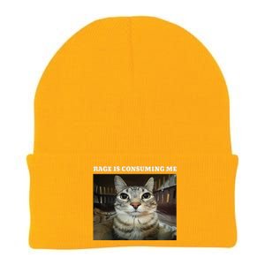 Rage Is Consuming Me Cat Meme Knit Cap Winter Beanie