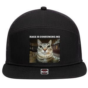 Rage Is Consuming Me Cat Meme 7 Panel Mesh Trucker Snapback Hat