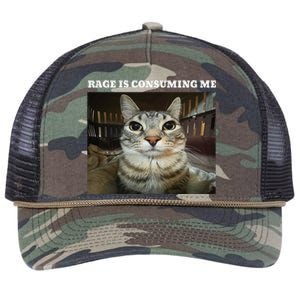 Rage Is Consuming Me Cat Meme Retro Rope Trucker Hat Cap