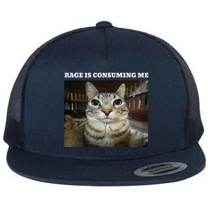 Rage Is Consuming Me Cat Meme Flat Bill Trucker Hat