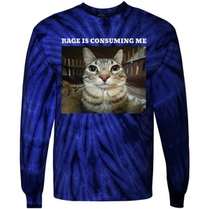 Rage Is Consuming Me Cat Meme Tie-Dye Long Sleeve Shirt