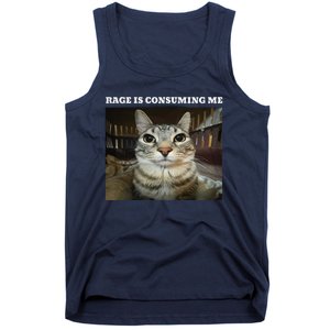 Rage Is Consuming Me Cat Meme Tank Top