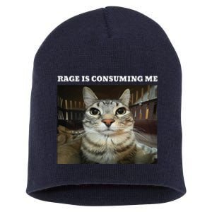 Rage Is Consuming Me Cat Meme Short Acrylic Beanie