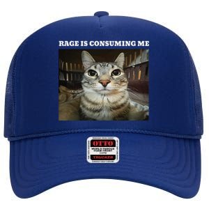 Rage Is Consuming Me Cat Meme High Crown Mesh Back Trucker Hat