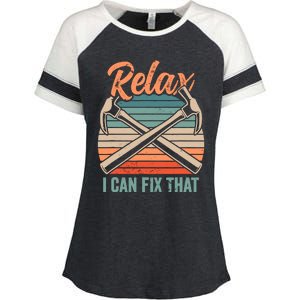 Relax I Can Fix That Repairing Handy Handyman Diy Enza Ladies Jersey Colorblock Tee