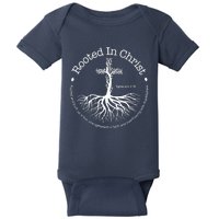 Rooted In Christ Jesus Cross Pray Bible Verse Christian Baby Bodysuit