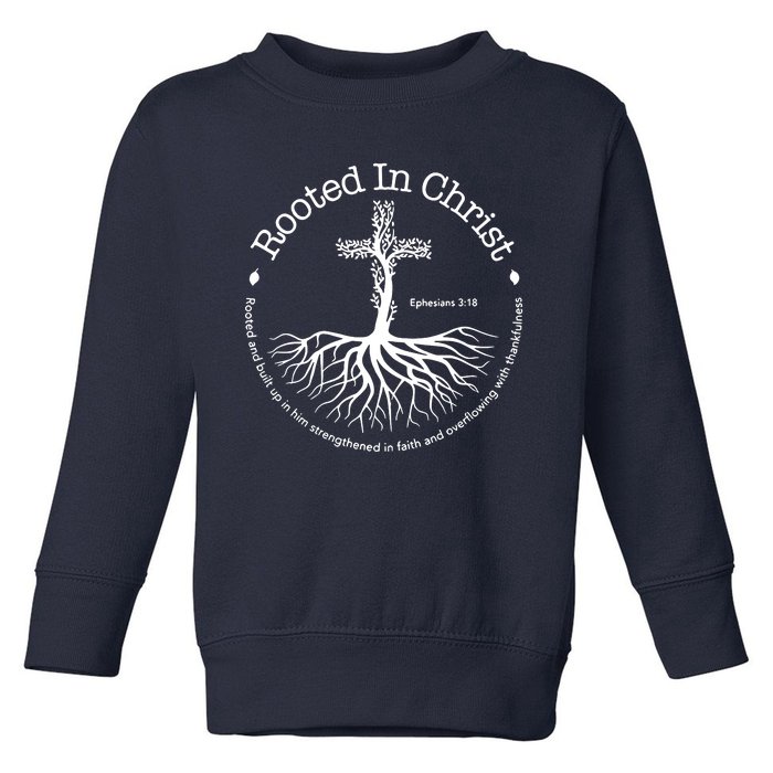 Rooted In Christ Jesus Cross Pray Bible Verse Christian Toddler Sweatshirt