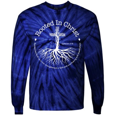 Rooted In Christ Jesus Cross Pray Bible Verse Christian Tie-Dye Long Sleeve Shirt