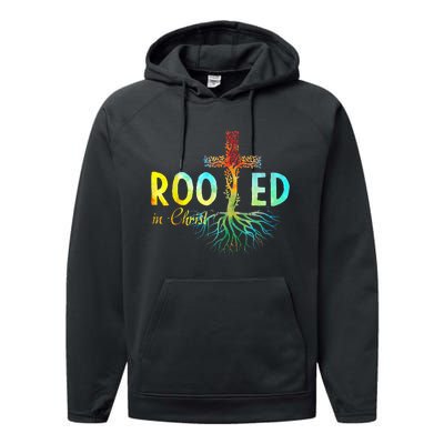 Rooted In Christ Faith Christian Jesus Lovers Performance Fleece Hoodie