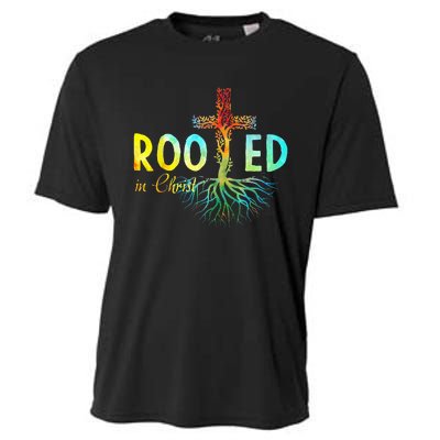 Rooted In Christ Faith Christian Jesus Lovers Cooling Performance Crew T-Shirt