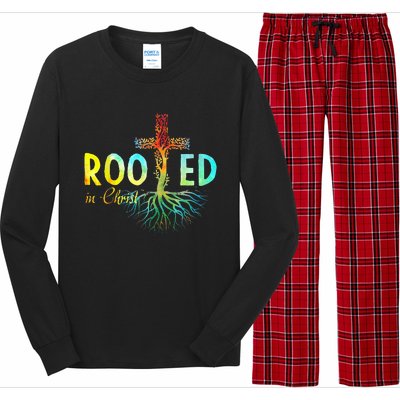 Rooted In Christ Faith Christian Jesus Lovers Long Sleeve Pajama Set