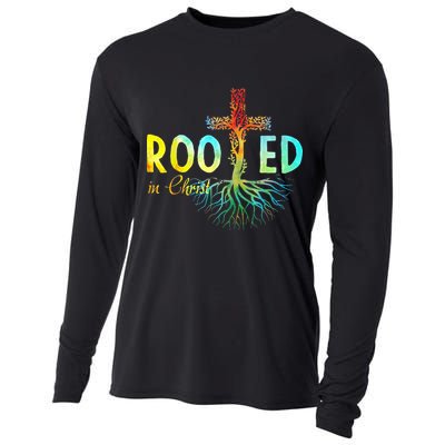 Rooted In Christ Faith Christian Jesus Lovers Cooling Performance Long Sleeve Crew