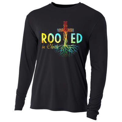 Rooted In Christ Faith Christian Jesus Lovers Cooling Performance Long Sleeve Crew