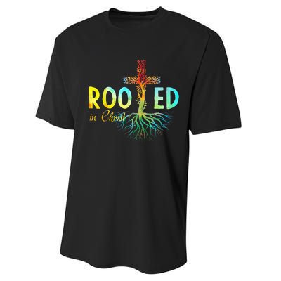 Rooted In Christ Faith Christian Jesus Lovers Performance Sprint T-Shirt