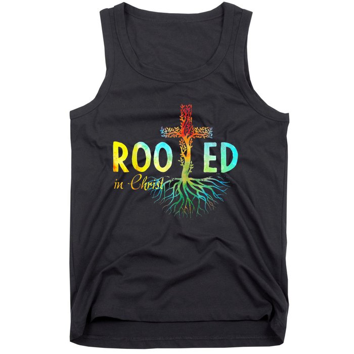 Rooted In Christ Faith Christian Jesus Lovers Tank Top