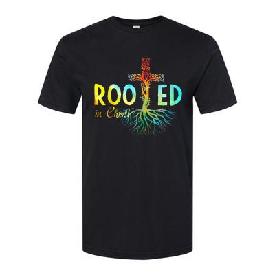 Rooted In Christ Faith Christian Jesus Lovers Softstyle CVC T-Shirt