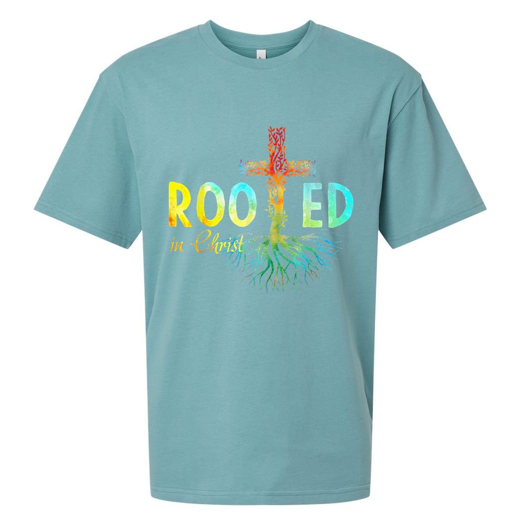Rooted In Christ Faith Christian Jesus Lovers Sueded Cloud Jersey T-Shirt
