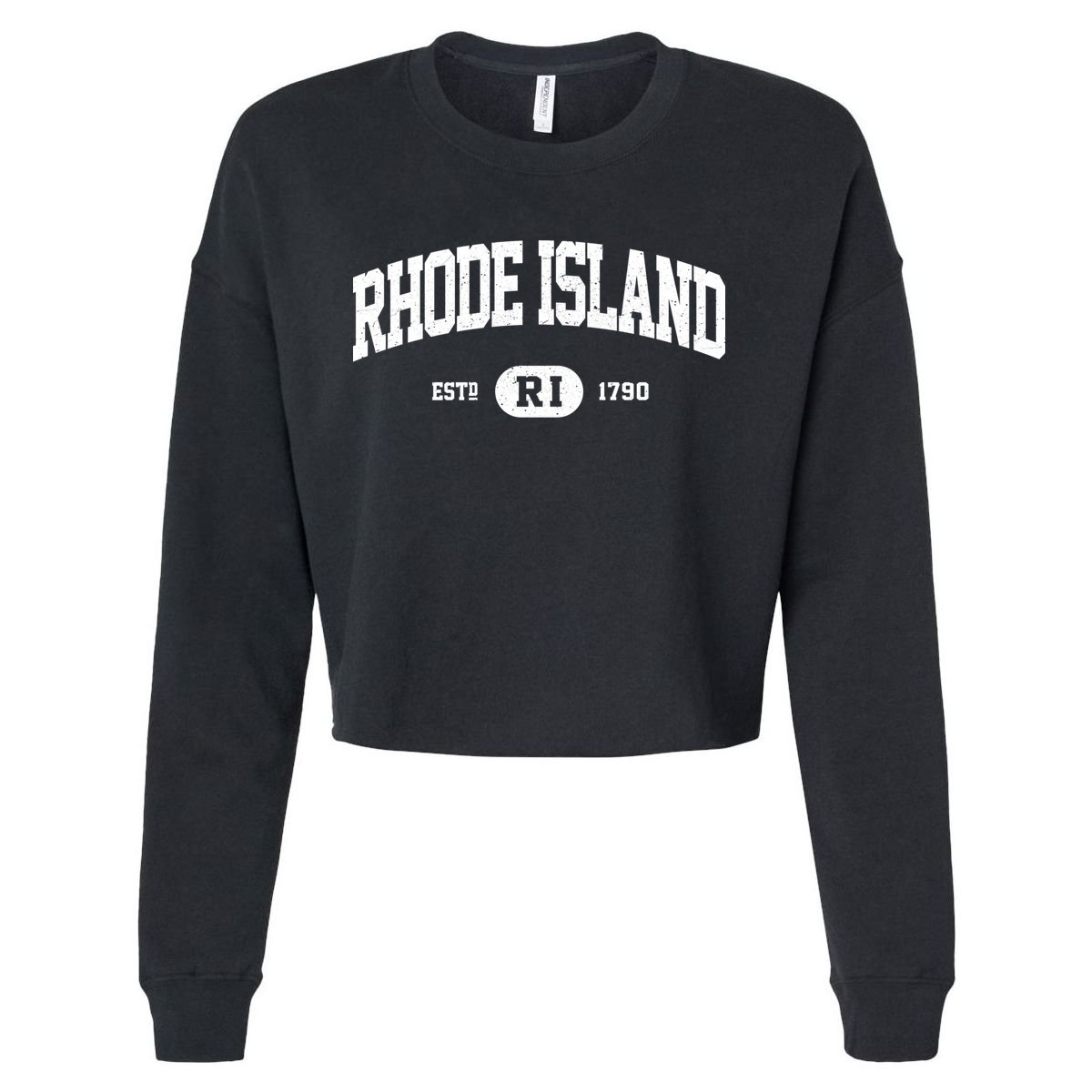 Rhode Island Cute Gift Retro Vintage Rhode Island Gift Ri Cropped Pullover Crew