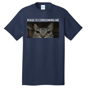 Rage Is Consuming Me Cat Meme Silly Staring Cat Funny Meme Tall T-Shirt