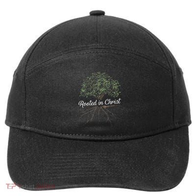Rooted In Christ Christian Jesus 7-Panel Snapback Hat