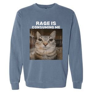 Rage Is Consuming Me Meme Cat Meme Internet Memes Funny Meme Garment-Dyed Sweatshirt