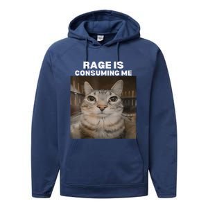 Rage Is Consuming Me Meme Cat Meme Internet Memes Funny Meme Performance Fleece Hoodie