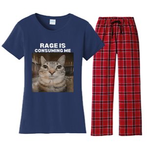 Rage Is Consuming Me Meme Cat Meme Internet Memes Funny Meme Women's Flannel Pajama Set